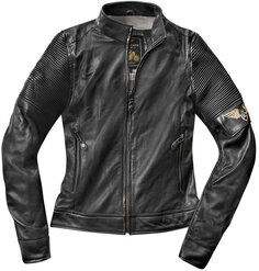 Женская мотоциклетная кожаная куртка Black-Cafe London Amol с логотипом, черный