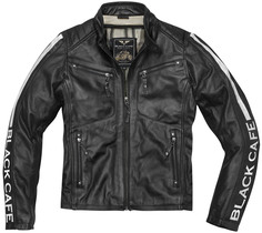 Мотоциклетная кожаная куртка Black-Cafe London Toronto со съемной подкладкой, черный/белый