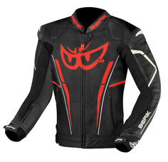 Мотоциклетная кожаная куртка Berik Street Pro Evo с регулируемой талией и манжетами, черный/красный