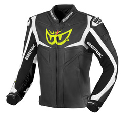 Мотоциклетная кожаная куртка Berik Wild Chase с регулируемой талией, черный/белый
