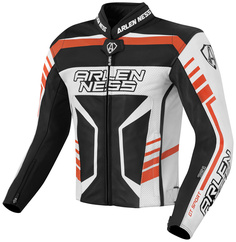 Мотоциклетная кожаная куртка Arlen Ness Rapida 2, черный/белый/оранжевый