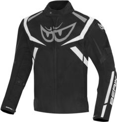 Мотоциклетная текстильная куртка Berik The Eye водонепроницаемая, черный/белый