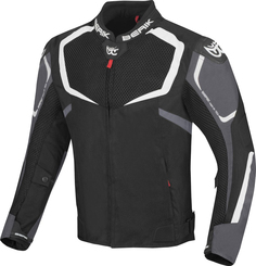 Мотоциклетная текстильная куртка Berik X-Speed Air с регулировкой ширины на плечах и бедрах, черный/белый/серый
