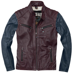 Мотоциклетная кожаная куртка Black-Cafe London Firenze с коротким воротником, красный/синий