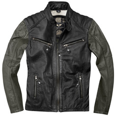 Мотоциклетная кожаная куртка Black-Cafe London Firenze с коротким воротником, черный/оливковый