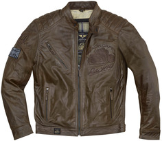 Мотоциклетная кожаная куртка Black Cafe London Houston с логотипом, коричневый
