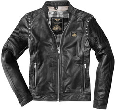 Мотоциклетная кожаная куртка Black-Cafe London Milano 2.0 с вышивкой на груди, черный