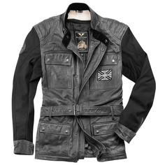 Мотоциклетная кожаная куртка Black-Cafe London Retro с регулируемой талией, темно-серый
