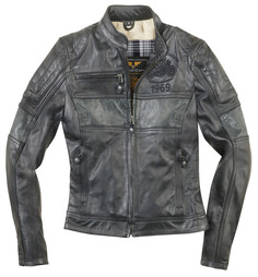 Женская мотоциклетная кожаная куртка Black-Cafe London Shona II с клетчатой подкладкой, серый