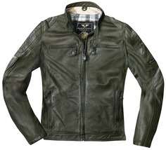 Мотоциклетная кожаная куртка Black-Cafe London Schiras с логотипом, зеленый