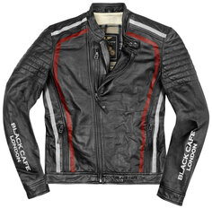 Мотоциклетная кожаная куртка Black-Cafe London Seoul с регулируемым воротником, черный/белый/красный