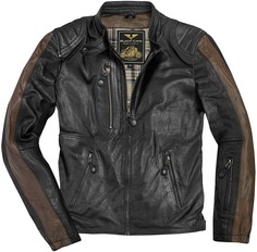 Мотоциклетная кожаная куртка Black-Cafe London Vintage с коротким воротником, черный/коричневый