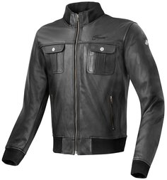 Мотоциклетная кожаная куртка Bogotto Brooklyn с коротким воротником, черный