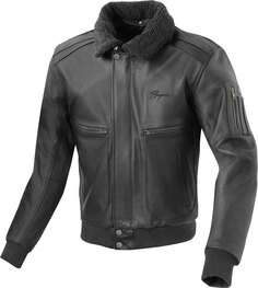 Кожаная куртка Bogotto Aviator с логотипом, черный