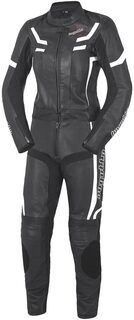 Женский двухкомпактный кожаный костюм Bogotto ST-Evo обтягивающий, черный/белый