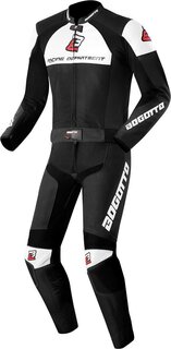 Двухкомпонентный кожаный костюм для мотоциклов Bogotto Losail с сетчатой подкладкой, черный/белый