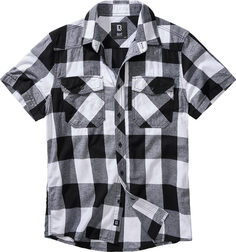 Рубашка Brandit Checkshirt с коротким рукавом, белый/черный