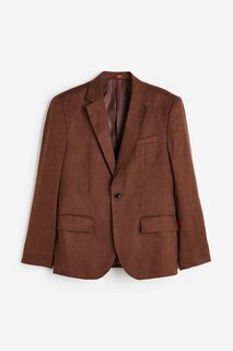 Пиджак H&amp;M Regular Fit Linen Jacket, коричневый H&M