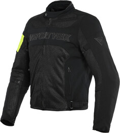 Dainese VR46 Grid Air Tex Перфорированный мотоцикл Текстиль куртка, черный/неоновый