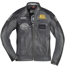 Куртка кожаная HolyFreedom Level мотоциклетная, черный/серый