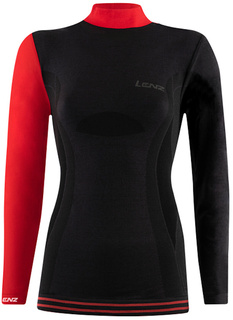 Рубашка Lenz 6.0 Merino Turtle Neck для женщин с длинным рукавом, черно-красная