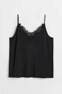 Топ H&amp;M Lace-trimmed Camisole, светло-жёлтый H&M