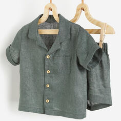Пижама H&amp;M Linen Set, 2 предмета, темно-зеленый H&M