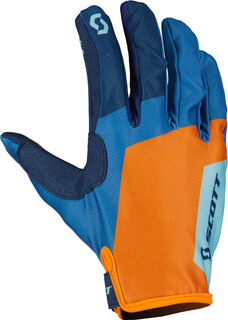 Перчатки Scott 350 Race Evo 2023 с логотипом, синий/оранжевый/голубой