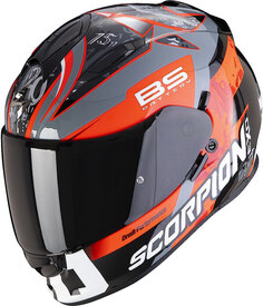 Шлем Scorpion EXO-491 Fabio с логотипом, черный/красный/серый