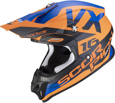 Шлем Scorpion VX-16 Air X-Turn с логотипом, оранжевый/синий