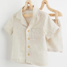 Пижама H&amp;M Linen Set, 2 предмета, светло-бежевый H&M