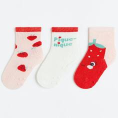 Комплект носков H&amp;M Anti-slip, 3 предмета, красный/розовый/бежевый H&M