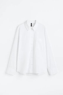 Рубашка H&amp;M Cotton Poplin, белый H&M