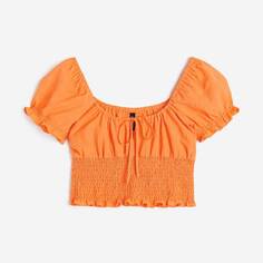 Блузка H&amp;M Fluffy Sleeves Pleated, оранжевый H&M