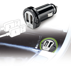 Автомобильное зарядное устройство Cellularline USB Car Charger Dual, черный Interphone