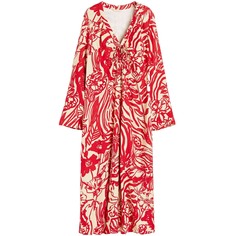 Платье H&amp;M Floral Patterned Tie-detail, светло-бежевый/красный H&M