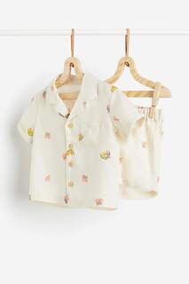 Комплект детский рубашка и шорты H&amp;M Linen, светло-бежевый H&M