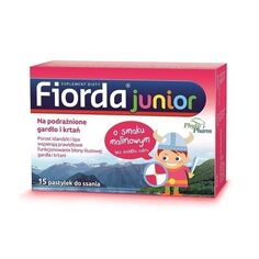 Fiorda Junior o Smaku Malinowym Pastylkiтаблетки для защиты горла, 15 шт.