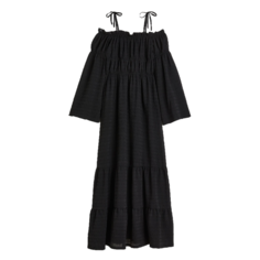 Платье H&amp;M Off-the-shoulder Tiered Maxi, черный H&M