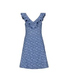 Женское платье прямого кроя с v-образным вырезом и рюшами Hope &amp; Henry, синий