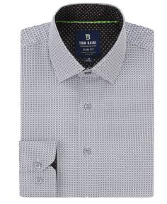 Мужская классическая рубашка slim fit с длинным рукавом и геометрическим рисунком на пуговицах Tom Baine, мульти