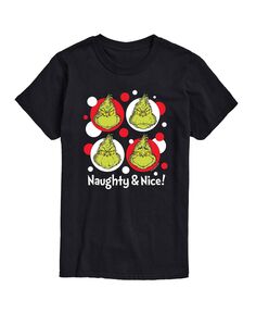 Мужская футболка с рисунком dr. seuss the grinch naughty nice AIRWAVES, черный