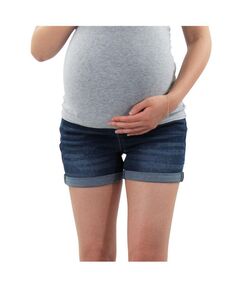 Джинсовые шорты для беременных с подвернутыми манжетами и поясом на животе Indigo Poppy, синий
