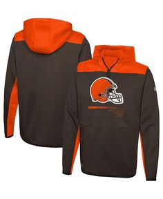 Мужская коричневая толстовка с капюшоном cleveland browns combine authentic hard hitter pullover New Era, коричневый