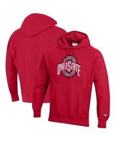 Мужская толстовка с капюшоном scarlet ohio state buckeyes vault logo с обратным переплетением Champion