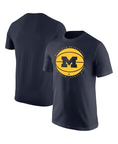 Мужская брендовая темно-синяя футболка michigan wolverines basketball team issue Jordan, синий