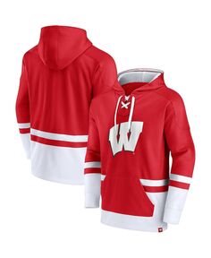 Мужская брендовая толстовка с капюшоном red wisconsin badgers first battle pullover Fanatics, красный