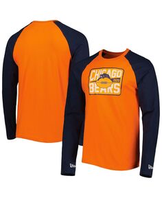 Мужская оранжевая футболка с длинным рукавом реглан chicago bears throwback New Era