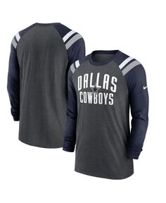 Мужская меланжевая угольная футболка dallas cowboys tri-blend raglan athletic long sleeve fashion t-shirt Nike, мульти