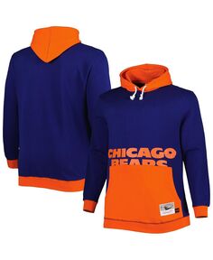 Мужская темно-синяя и оранжевая толстовка с капюшоном chicago bears big and tall big face Mitchell &amp; Ness, мульти